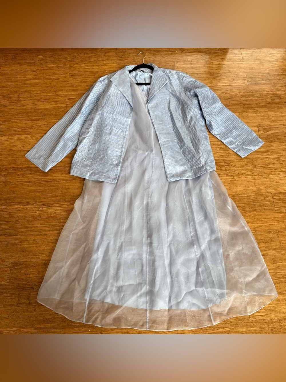 Eileen Fisher Powder Blue Maxi Dress with Coordinating Jacket - Picture 2 of 8